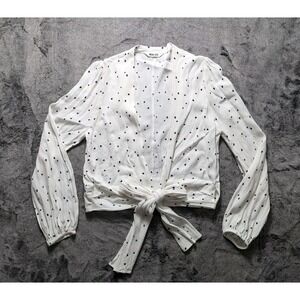 Rolla's Long Sleeve Wrap Top Women's Size Large White